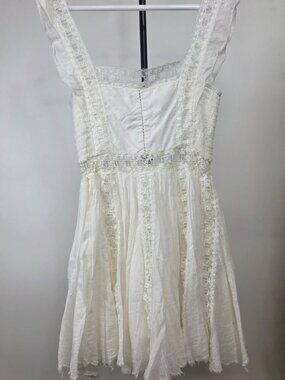 free people fiona embroidered mini dress Free People Fiona Embroidered Mini Dress-Ivory Cotton Size XS